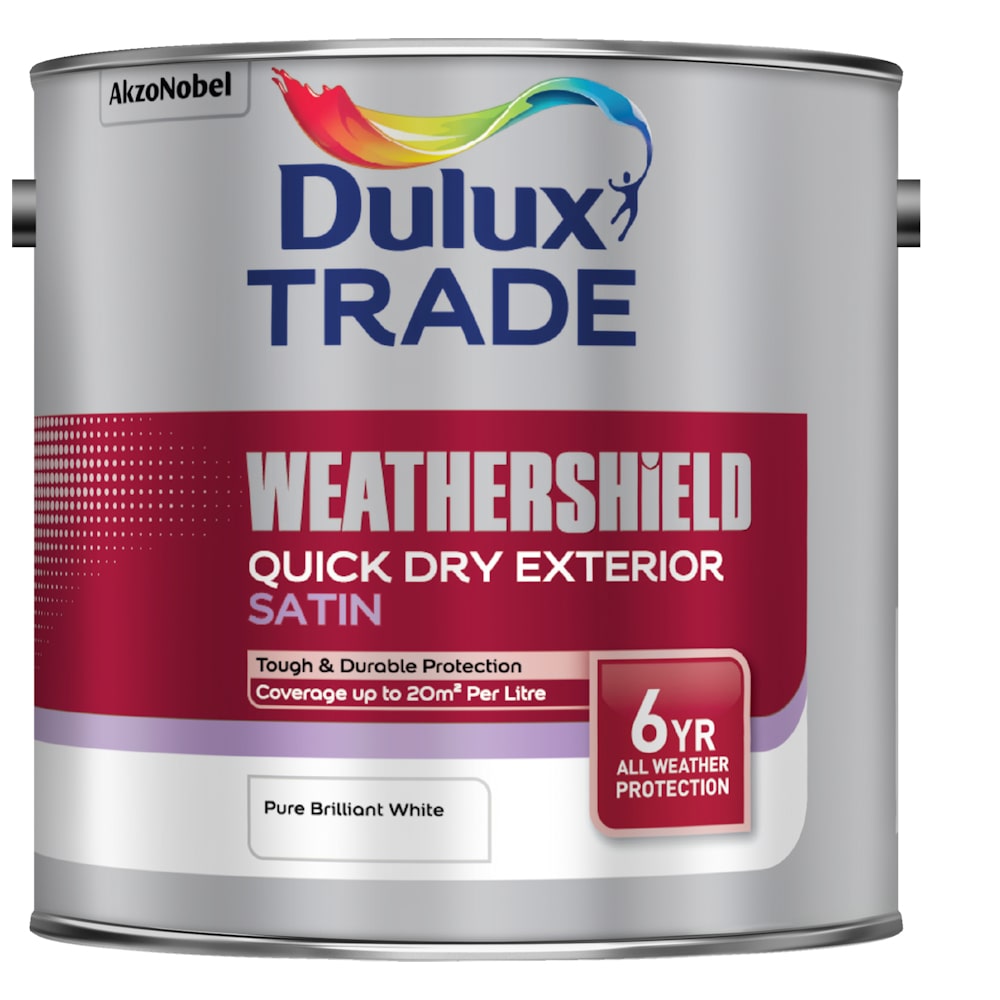 Dulux Trade Weathershield Quick Dry Exterior Satin Pure Brilliant White