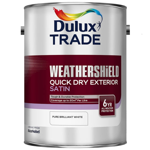 Dulux Trade Weathershield Quick Dry Exterior Satin Pure Brilliant White
