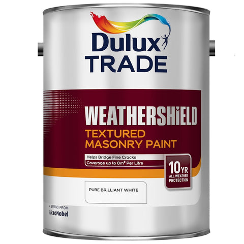 Dulux Trade Weathershield Textured Masonry Paint Pure Brilliant White 5 Litres