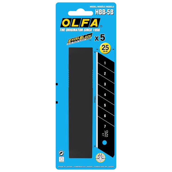 OLFA Excel Black Ultra Sharp Blade 25mm (Pack of 5)